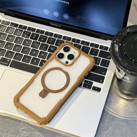 CUTECASE耐衝撃頑丈 iPhone16Promax/16Eケース Magsafe対応リングスタンド iPhone15/14/13proカバー レンズフィルム付 指紋防止 CM5422