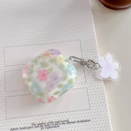 CUTECASE 春におすすめ Airpods Pro3ケース 花柄 Airpods4/3カバー pro2/Pro1ケース 可愛いキーホルダー キュートCM6143