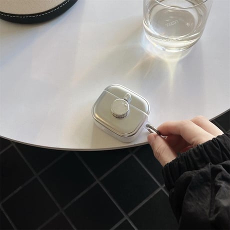 CUTECASEシルバー Airpods3/2ケース マグネットボタン AirpodsPro2/Pro1カバー リング付 ギフトにおすすめ CM4533