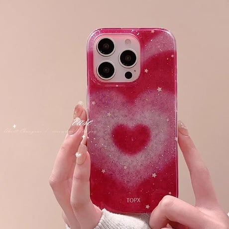 CUTECASEキラキラハート柄 iPhone16/16proケース きれい 可愛い iPhone15Pro/14/13proカバー 流行る トレンド感CM4973