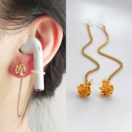 CUTECASE人気 AirPods用イヤークリップ ピアス 落下紛失防止 ダイヤ/蝶/花 お洒落 イヤホンストラップ ホルダー おしゃれ 人気 2点CM6307