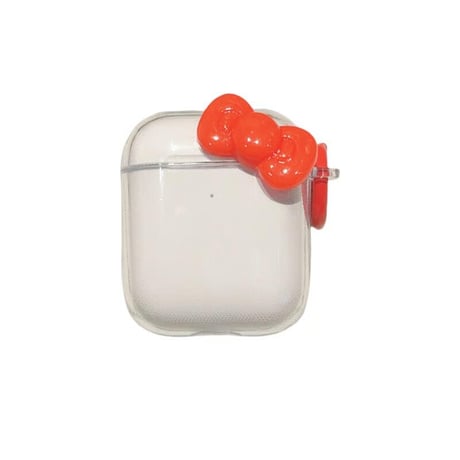 CUTECASE レッドリボン Airpods4ケース 透明 AirpodsPro2ケース airpods3/2クリアケース リング付き ギフトにおすすめCM5426