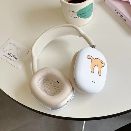 CUTECASE 可愛い猫柄 AirPodsMax2/1ケース マット 指紋/汚れ防止 エアーポッズ マックス専用カバー ギフトに最適 頑丈CM5214