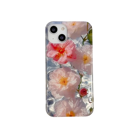 CUTECASEフラワー花 iPhone15/15proケース 艶感 綺麗iPhone14/13/12proカバー 春夏コーデ 高級感 かわいいCM4052