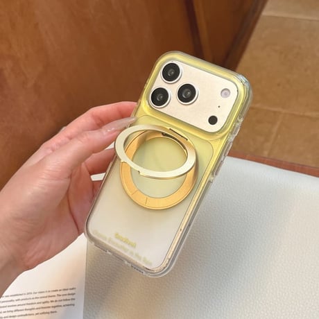 CUTECASEグラデーションカラー iPhone17Pro/17ケース MagSafeリングスタンド iPhone16Pro/15pro/14ケース 高透明 高品質CM6504