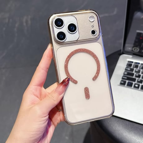 CUTECASE ラメ入りMagSafeリング iPhone17pro/17ケース ワイヤレス充電 高透明 iPhone16promax/15/14カバー シンプル オシャレCM5987