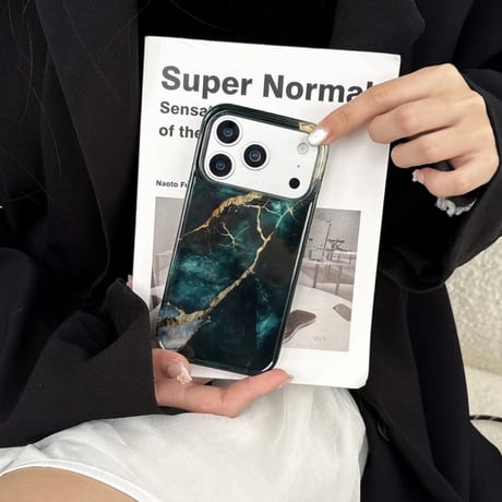 CUTECASE 大理石調 iphone17Pro/17promaxケース グリーン アイフォン17/16promax/15proカバー おしゃれさんにおすすめCM5797