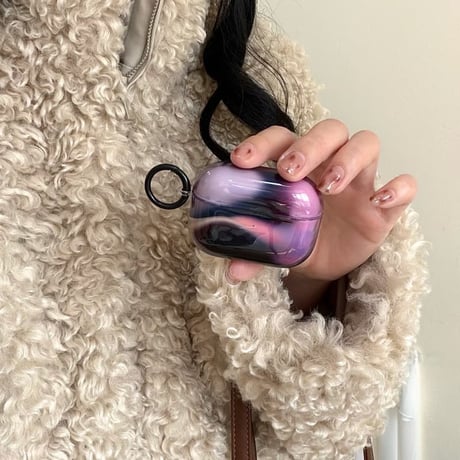 CUTECASE 黒紫グラデーションカラー AirPodsPro3ケース 艶感 Airpods4/3ケース AirpodsPro2/Pro1カバー シック オシャレCM5917