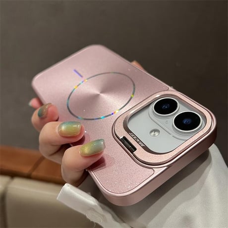 CUTECASEスタンド付 Magsafe充電 iPhone16/16proケース キラキラ光る iPhone15promax/14/13カバー 高級感多機能便利CM5480