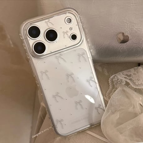 CUTECASE リボン柄 iPhone17Pro/17ケース 透明光沢感 iPhone17ProMax/16Pro/15カバー 女子力高い 使いやすい CM5887