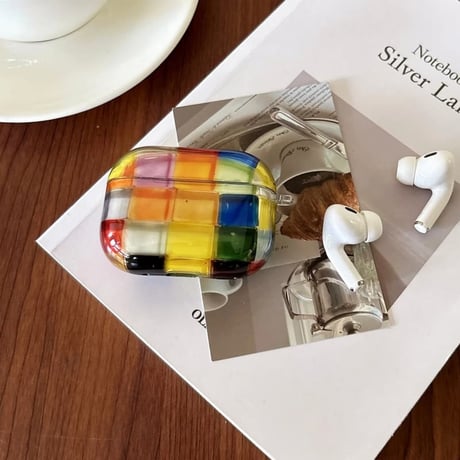CUTECASE多彩チェック柄 AirpodsPro3ケース おしゃれ Airpods4/3カバー AirpodsPro第2/1世代 艶感 リングも付きCM6520