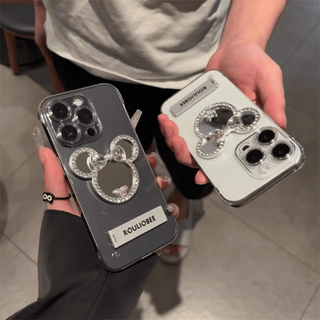 CUTECASEダイヤミラー iPhone16Pro/16Plusケース スタンド付 高透明iPhone15Pro/14Promax/13/12カバー 枠なし 丈夫黄ばまない CM4796