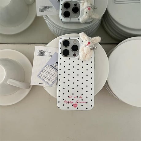 CUTECASE ウサギぬいぐるみ iPhone17Pro/16Proケース 水色模様 iPhone15Pro/14カバー 大人かわいい ギフトにおすすめCM5543
