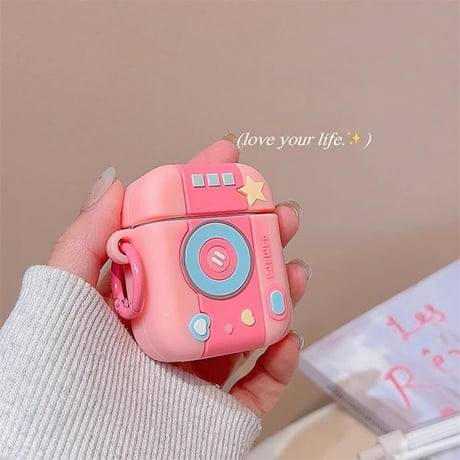 CUTECASEピンクカメラ Airpods4ケース 可愛すぎ AirpodsPro2ケース airpods3/2ケース 頑丈 韓国風 プレゼントにおすすめCM5453
