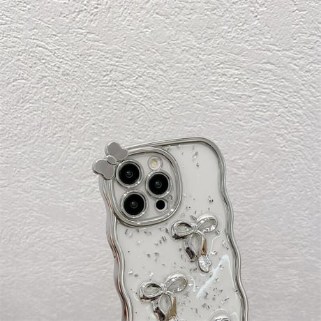 CUTECASEリボン iphone16/16proケース キラキラグリッター iphone15pro/14/13/12/11カバー うねうね 女子力アップ ガールズに大人気 頑丈CM4906