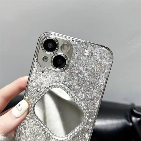 CUTECASEストーン鏡付 iPhone15/15Proケース キラキラグリッター iPhone14/13Pro/12ケース 可愛い 人気 頑丈CM4020