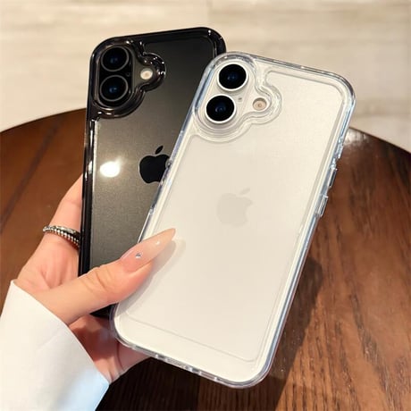 CUTECASE iPhone17ケース ラベンダー/ミストブルー/セージに合う iPhone17Pro/Air/ProMaxケース 高透明 ブラック/ブラック 高透明CM2142