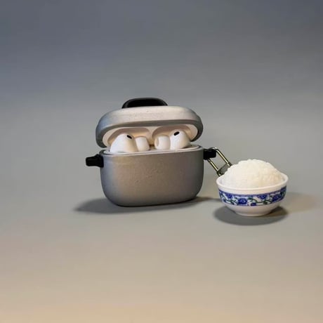 CUTECASE 圧力鍋 Airpods Pro3ケース ご飯キーホルダー付 Airpods4カバー pro2ケース 可愛い ストラップ付 ギフトにおすすめCM6049