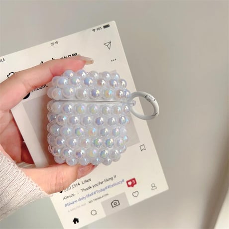 CUTECASEパール Airpods第四世代ケース キラキラ AirpodsPro2ケース airpods3カバー 大人可愛い ギフトにおすすめ リング付CM5207