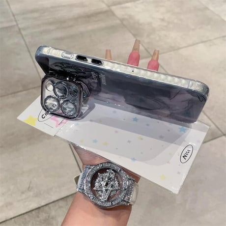 CUTECASE暈し染めカラー iPhone16promax/17カバー キラキラカメラカバースタンド iPhone15pro/14/13ケース シック オシャレ 多機能CM5601