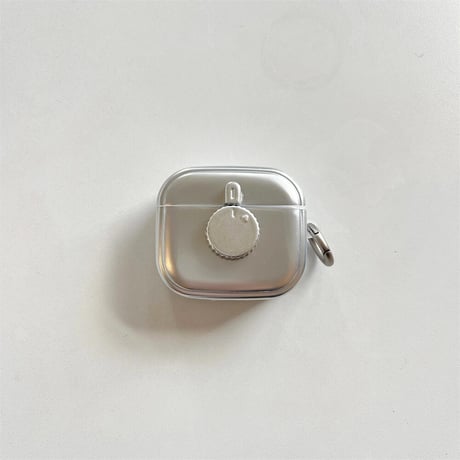 CUTECASEシルバー Airpods3/2ケース マグネットボタン AirpodsPro2/Pro1カバー リング付 ギフトにおすすめ CM4533