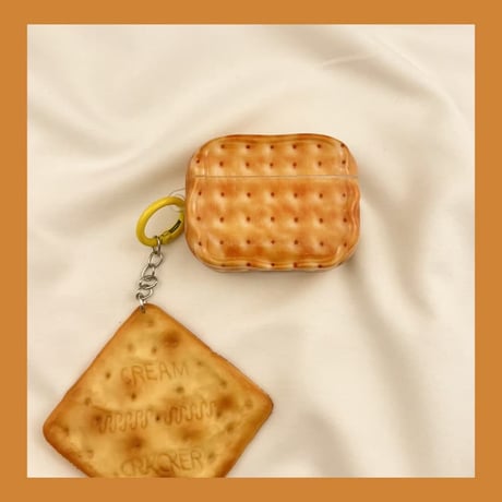 CUTECASE ビスケット Airpods Pro3ケース 美味しそう Airpods4/3カバー pro2/pro1 リング/キーホルダー ギフトにおすすめCM6318
