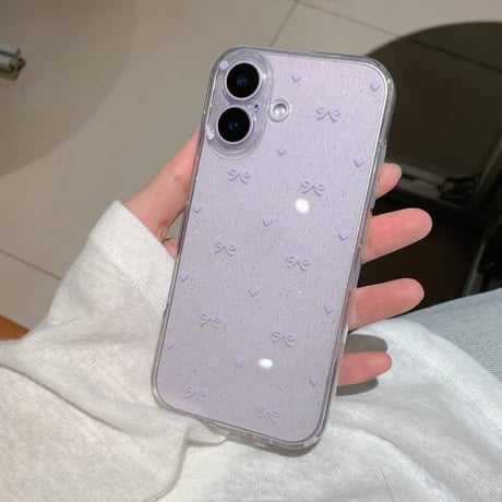 CUTECASE iPhone17Promaxケースキラキラリボン柄ラメ入り アイフォン17pro/Air/16Pro/15カバー ガールズに人気 ソフトケースCM5782