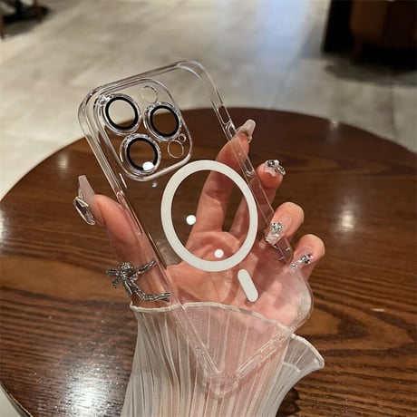 CUTECASE iPhone16Promax電話ケースMagSafe対応 iPhone15/15proケース クリア 高透明度 レンズフイルム付シンプル 高品質 ハードケースCM3481