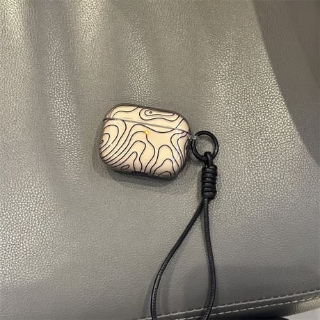 CUTECASE 線柄 AirpodsPro3ケース オシャレ シック エアポッズ4/3 AirpodsPro2/Proカバー 皮ストラップ ギフトにおすすめ CM5922