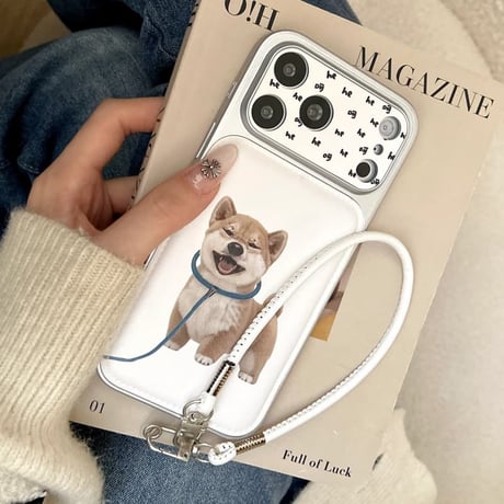 CUTECASE カップルペア iPhone17Pro/17ケース 猫/犬ちゃん iPhone16/15Pro/14ケース カメラカバー付 レザーストラップ お揃いコーデCM6031