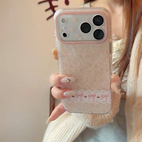 CUTECASE レース/花柄 iPhone17Pro/17ケース 春向け iPhone17ProMax/16Pro/15カバー 花柄カメラカバー 淡色系 CM6130