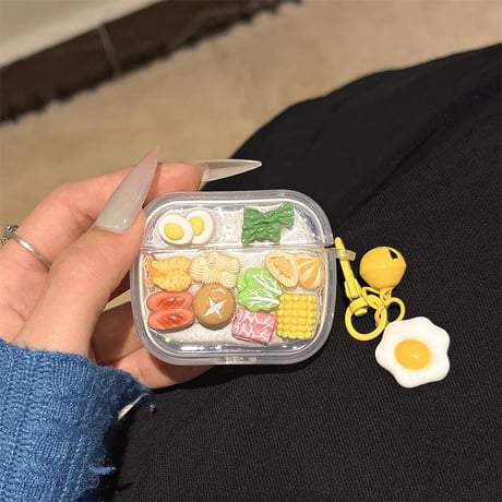 CUTECASE食べ物 Airpods 4ケース 玉子焼きキーチェーン付 Airpods3/Pro2ケース airpodspro2カバー 女子力UP 大人可愛い ギフトにおすすCM5248