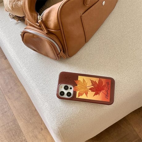 CUTECASE紅葉 iphone16/16proカバー オシャレストラップ iphone15pro/14/13ケース 秋冬に流行る CM4968