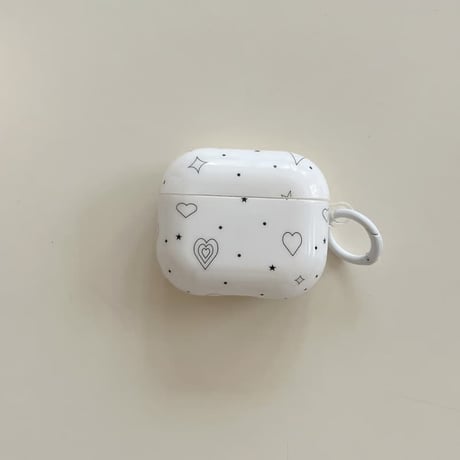 CUTECASE ハート柄 AirpodsPro3ケース ホワイト 天使キーホルダー エアポッズ4/3 AirpodsPro2/Proカバー ギフトにおすすめ CM5901
