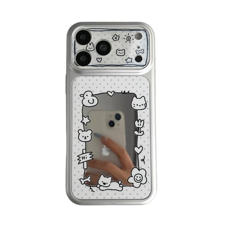 CUTECASE 動物柄 ミラー iPhone17Promaxケース メッキ iPhone17Pro/16/15ケース かわいい 春夏コーデCM6326