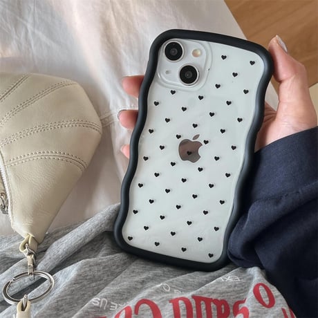 CUTECASEうねうね アイフォン15Pro/15ケース ハート柄/水玉模様 iPhone14pro/13/12proケース 軽量 夏に人気CM4448