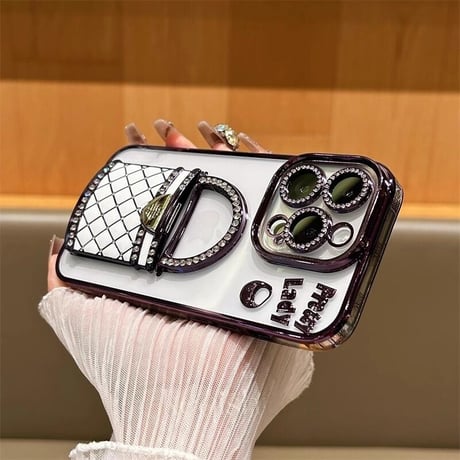 CUTECASE メイク鏡 iPhone16/16Proケース バック型スタンド iPhone15Pro/14/13Proカバー 綺麗キラキラ 多機能 レンズカバーCM4673