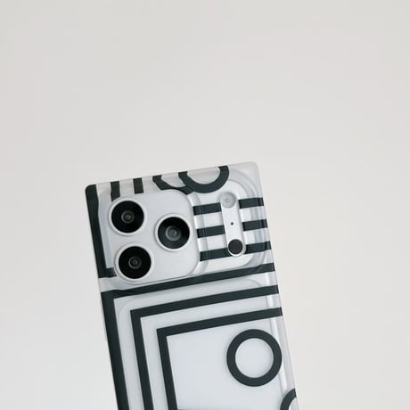 CUTECASE スクエア型 iPhone17/17Proケース 黒色ライン iPhone16ProMax/15Pro/14 カッコイイ 長方形デザインCM5899