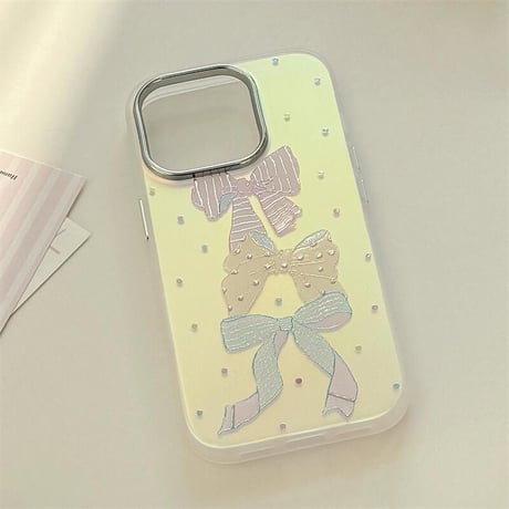 CUTECASEリボン柄 光るiPhone16pro/17ケース ダイヤデコ iPhone15pro/14/13カバー シック 可愛い CM5599