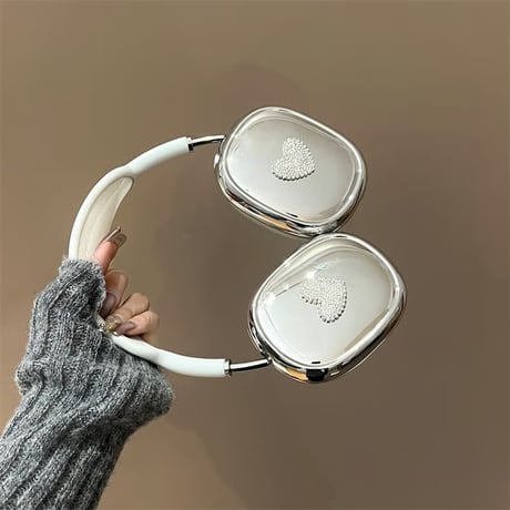 CUTECASE ジュエリー/パールハート AirPodsMaxケース 艶感メッキ エアーポッズ マックス専用カバー 丈夫 大人可愛い 今流行りCM5151