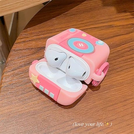 CUTECASEピンクカメラ Airpods4ケース 可愛すぎ AirpodsPro2ケース airpods3/2ケース 頑丈 韓国風 プレゼントにおすすめCM5453