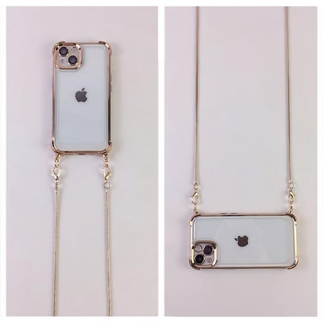 CUTECASE ショルダーチェーン付 iPhone16Pro/17ケース 四角耐衝撃 iPhone16ProMax/15Pro/14カバー メタリックゴールド高級感 丈夫CM5526