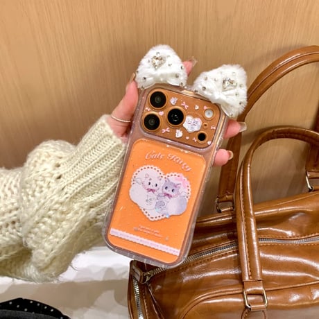 CUTECASE ダイヤデコ猫耳 iPhone17Pro/17ケース カメラカバー付 iPhone17ProMax/16Pro/15カバー 可愛すぎ 存在感抜群CM6021