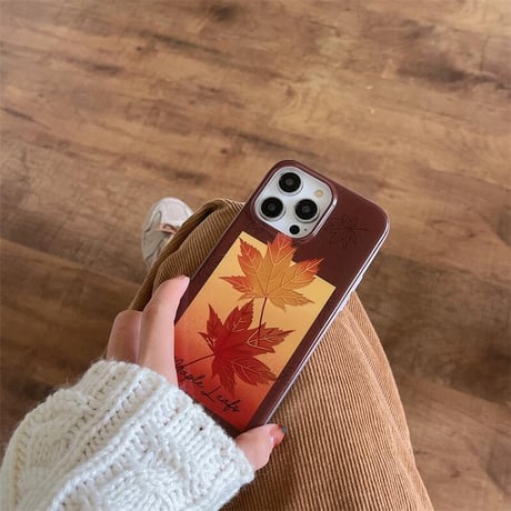 CUTECASE紅葉 iphone16/16proカバー オシャレストラップ iphone15pro/14/13ケース 秋冬に流行る CM4968