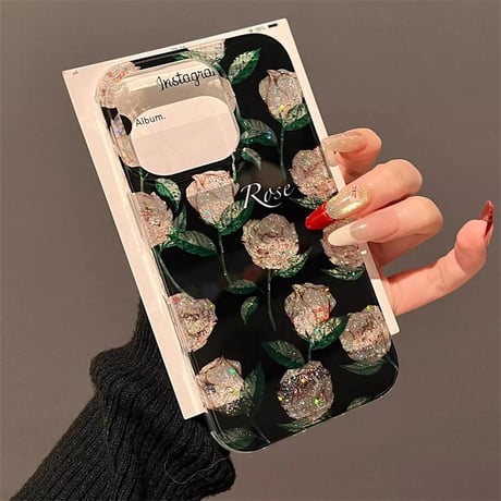 CUTECASE薔薇柄 iphone16/16proケース おしゃれ キラキラ iphone15pro/14/13proケース エレガント 可愛い CM4991