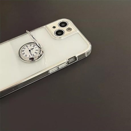 CUTECASE時計リング iPhone16/16proケース 高級感ショルダーチェーン付 iPhone15promax/14/13proカバー 透明 便利 丈夫CM5339