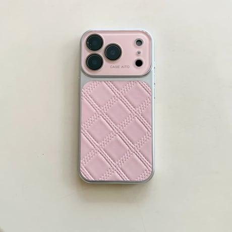 CUTECASE菱形皮製 iPhone17Pro/17ケース シンプル風 iPhone16/15promax/14/13proカバー カメラカバー付き オシャレCM6102