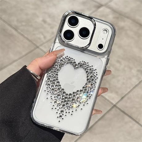 CUTECASE ダイヤハート iPhone17/17ProMaxケース 高透明 iPhoneAir/17Pro/16Proケース おしゃれ 輝く キラキラ 丈夫CM5721