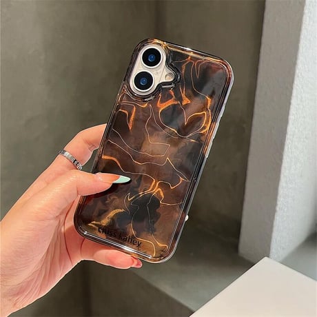 CUTECASE 琥珀色 iPhone17Pro/16Proケース グリップ付 iPhone15promax/14/13カバー 高級感 暈し染めカラー CM5614