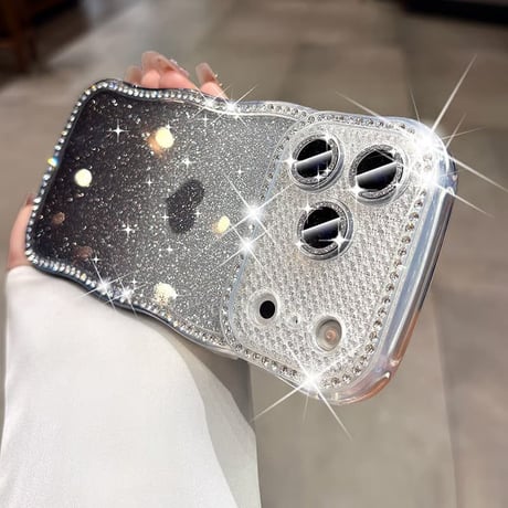 CUTECASEうねうねジュエリーライン iPhone17Promaxケース ハート柄 iPhone17/16/15/14ケース グラデーションカラー レンズ保護CM6325
